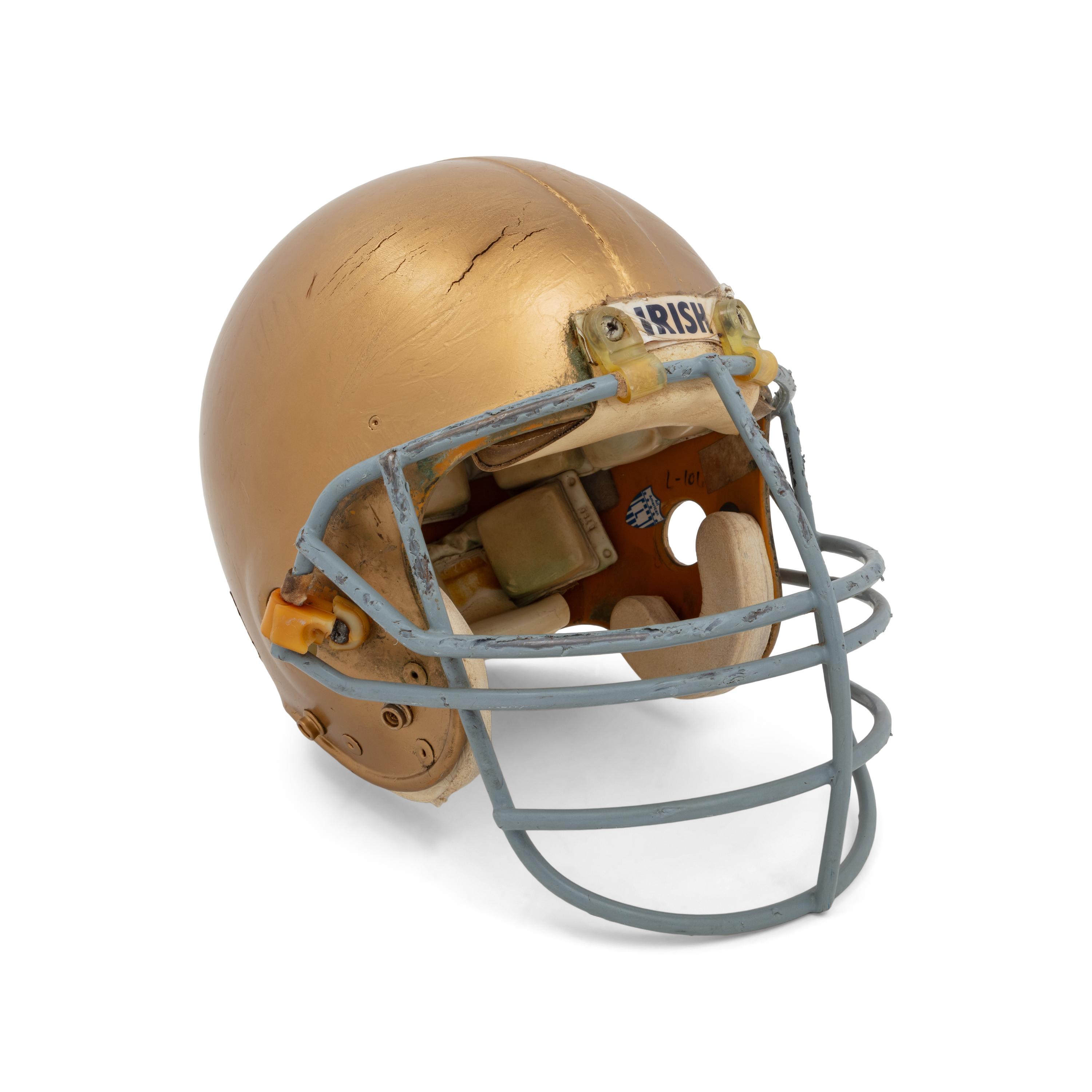 An Original Notre Dame Fighting Irish Game Used Football Helmet