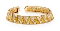 An 18 Karat Yellow Gold, Colored Diamond and Diamond Flexible Collar Necklace, Van Cleef & Arpels, 63.80 dwts.