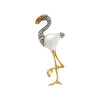 EVELYN CLOTHIER, CULTURED BAROQUE PEARL AND DIAMOND FLAMINGO BROOCH