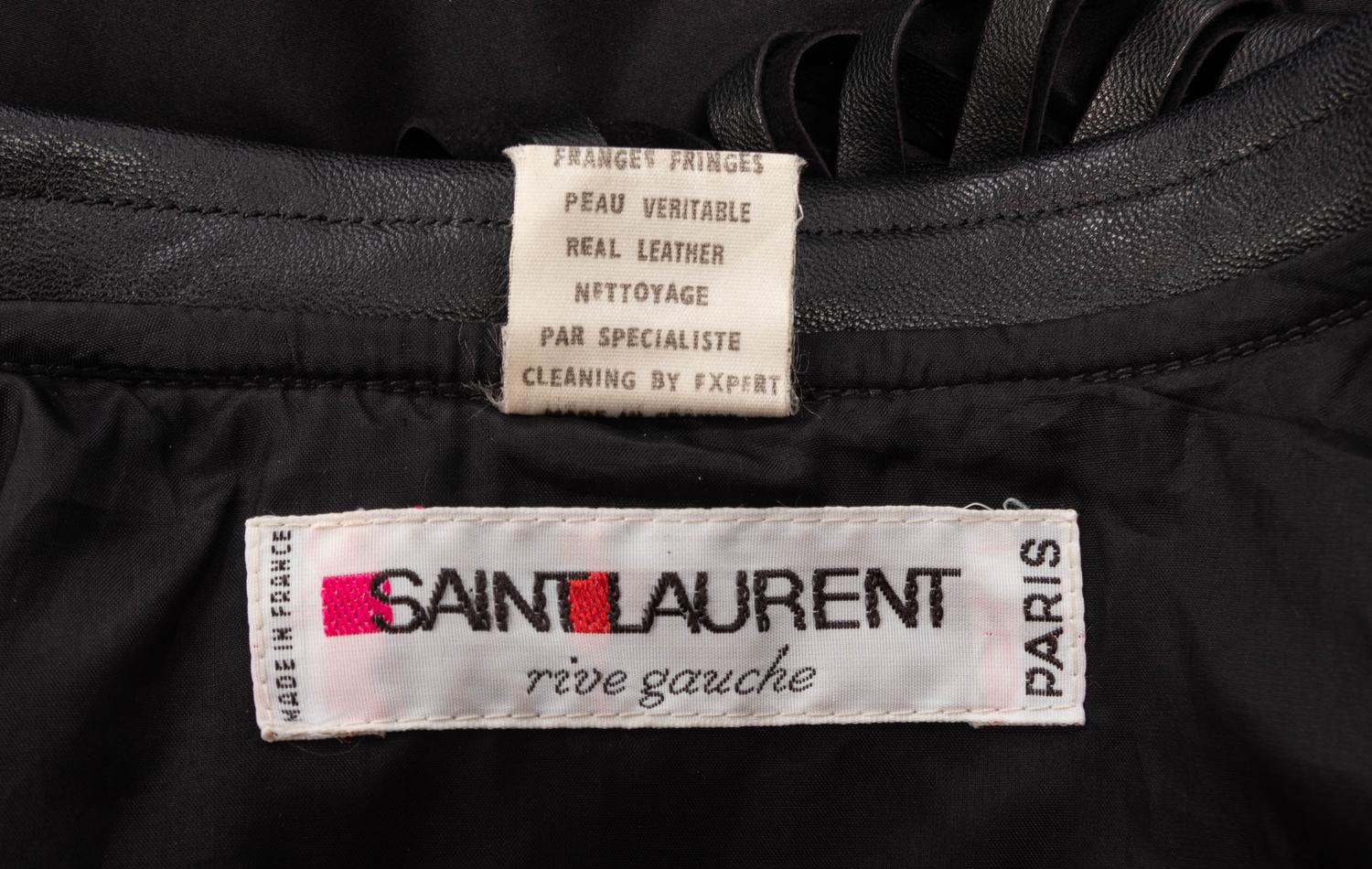 Saint Laurent Rive Gauche Black Quilted Jacket with Fringe, 2000s