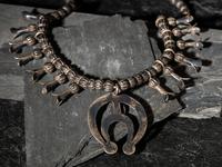 Navajo Silver and Turquoise Squash Blossom Necklace