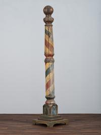 A Turned and Paint Decorated Wood Barber Pole