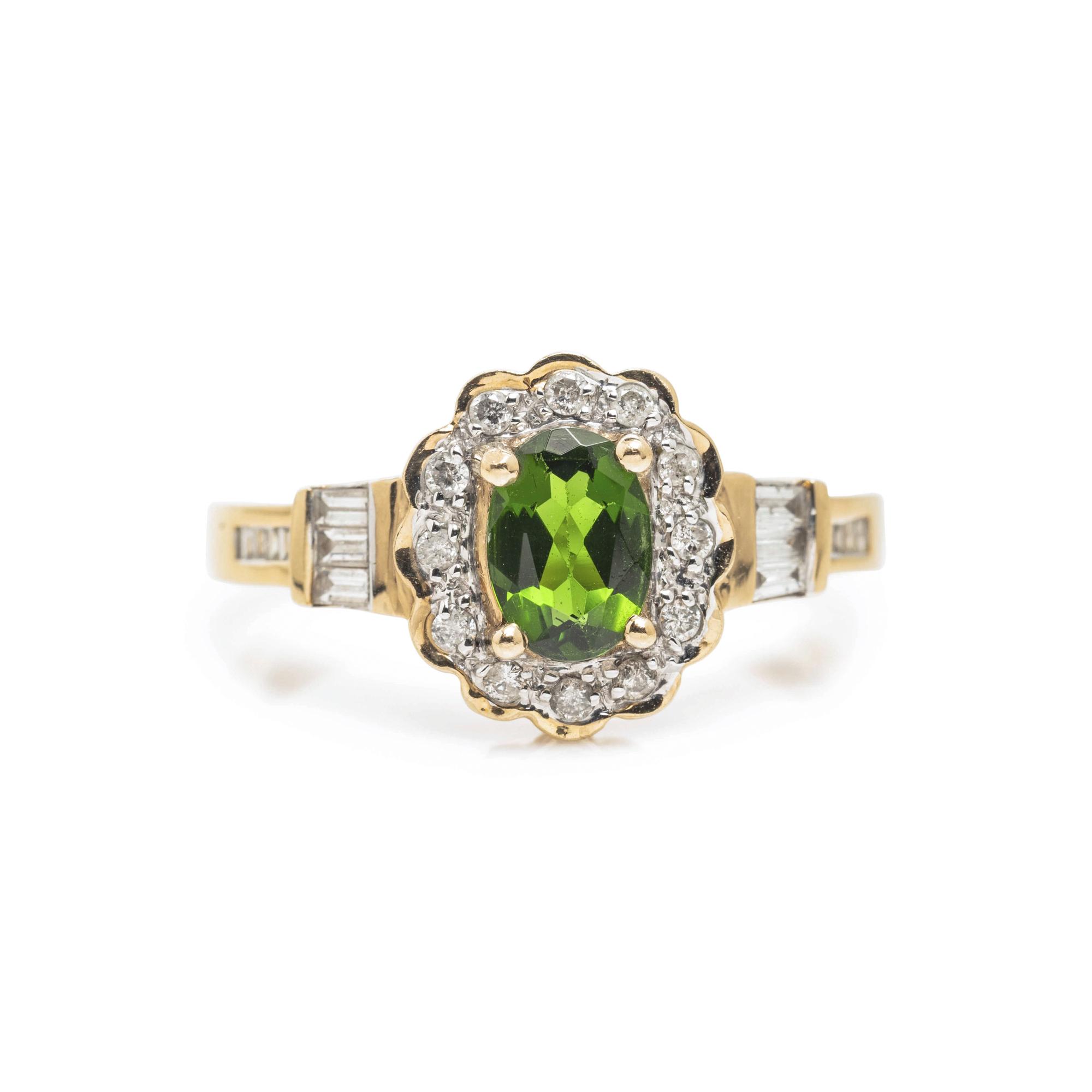 CHROME DIOPSIDE AND DIAMOND RING