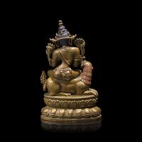 A Pala Revival Silver and Copper-Inlaid Bronze Figure of Manjusri — 帕拉復興風格 錯銀錯紅銅文殊菩薩坐像