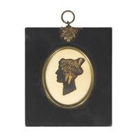 Anglo-American School 19th Century, A Profile Silhouette Portrait Miniature of a Lady