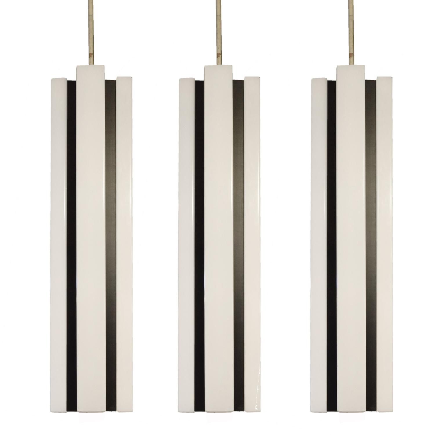 A Set of Three Mid-Century Plastic Light Fixtures 12" W x 12" D x 51" H — Germany, Mid-20th Century