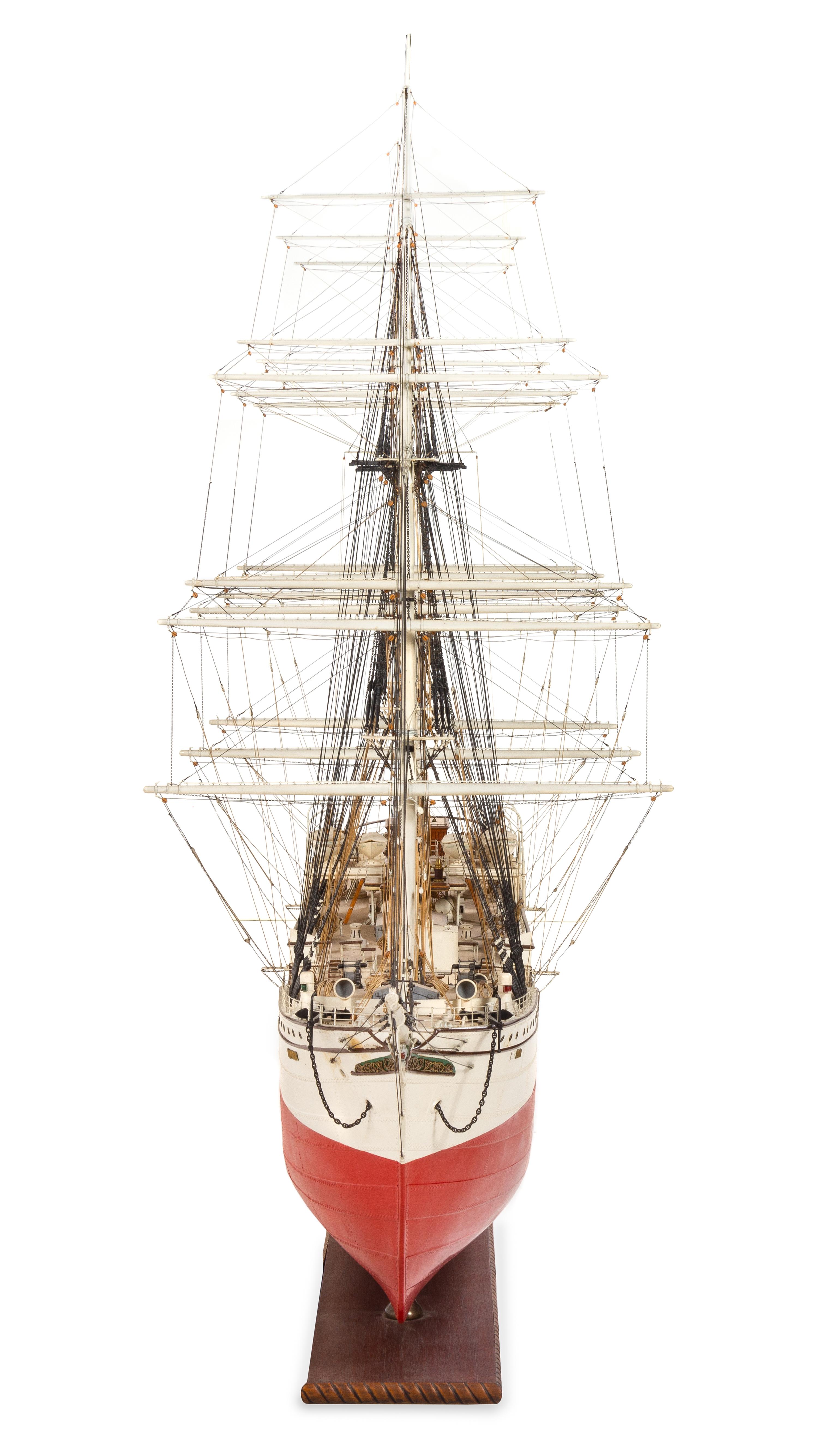 A Ship Model of "L'Avenir" Height of model 50 x length 82 1/2 inches.