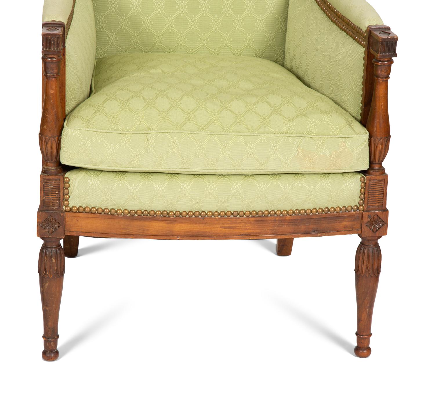 A Pair of Directoire Style Mahogany Bergeres