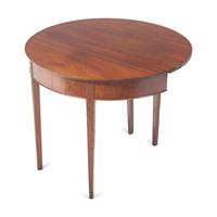 A Federal Carved and Veneered Mahogany Demilune Card Table