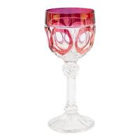 A Set of Eighteen Ruby and Cut-to-Clear Glass Hock Wines in the Napoleon Pattern