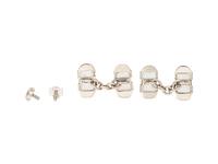 WHITE GOLD, FROSTED CRYSTAL, AND DIAMOND CUFFLINKS AND STUDS