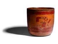A Maya Polychrome Cylinder Vessel