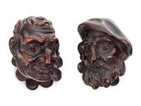 Two Continental Carved Wood Busts