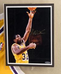 An Upper Deck Authenticated Magic Johnson Multi Signed Autograph Los Angeles Lakers Shadowbox Display,