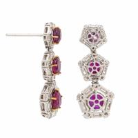 Burmese Ruby and Diamond Drop Earrings
