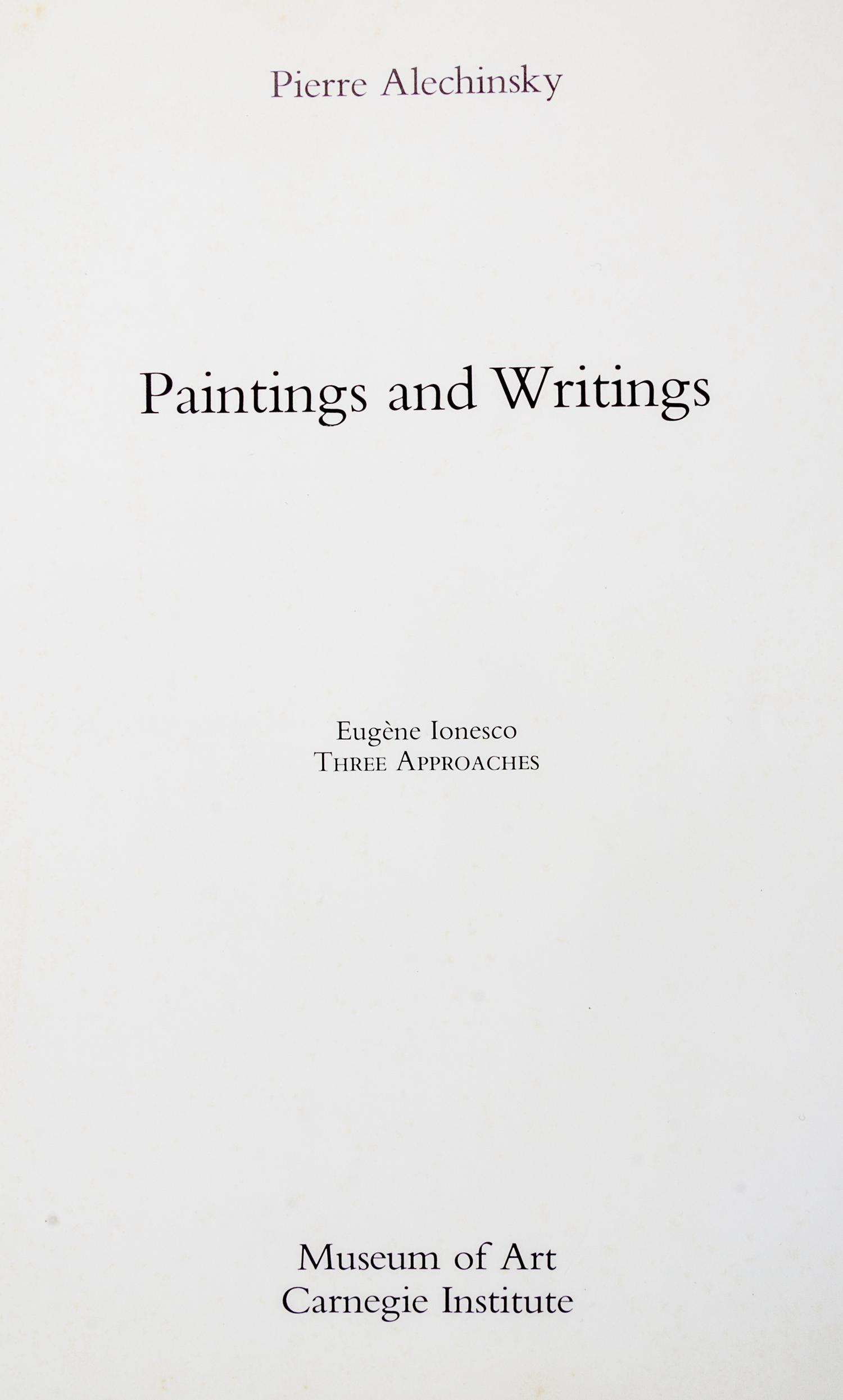 ALECHINSKY, PIERRE. Paintings and Writings. Paris, n.d. With original litho. by Alechinsky, signed.