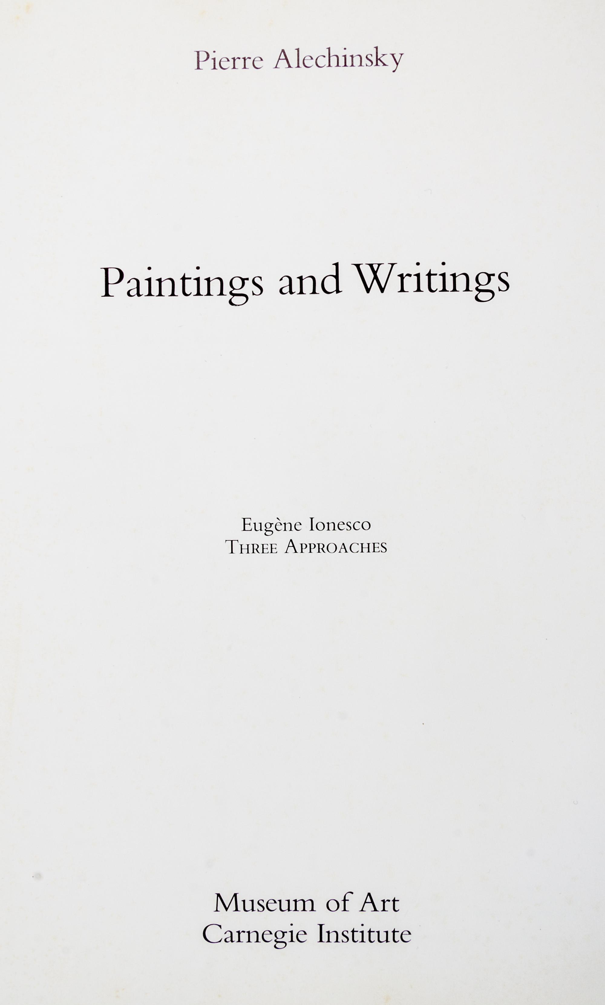 ALECHINSKY, PIERRE. Paintings and Writings. Paris, n.d. With original litho. by Alechinsky, signed.