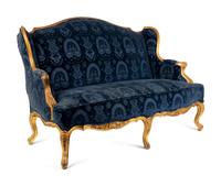 A Louis XV Style Carved Giltwood Canape — 19TH CENTURY