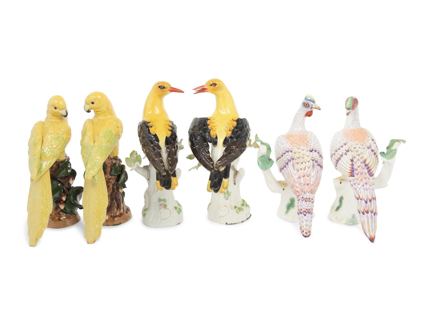 A Set of Six Continental Porcelain Bird Figures
