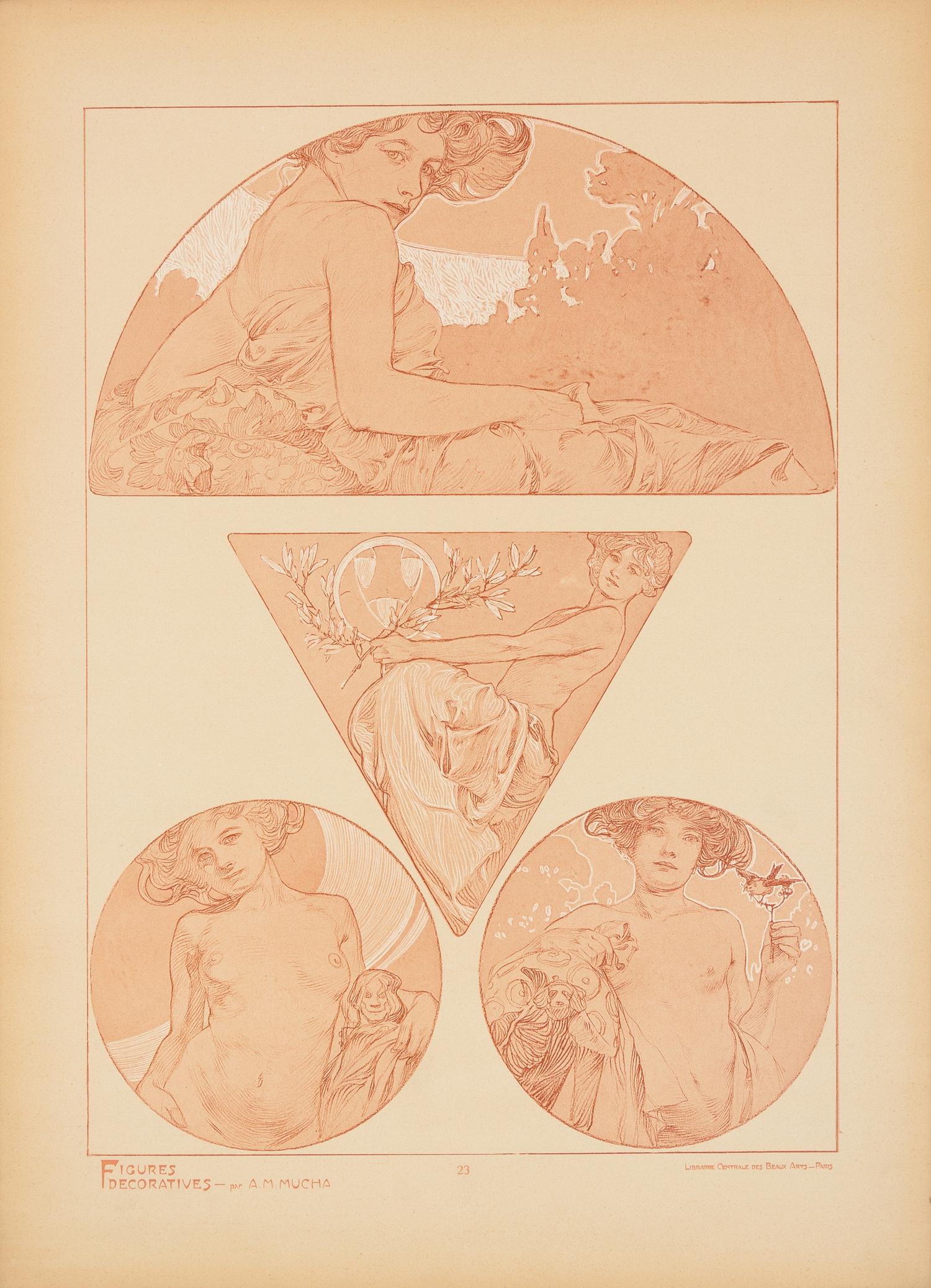 MUCHA, Alphonse (1860-1939). Figures Décoratives. Paris: Librairie Centrale des Beaux-Arts, [n.d.].