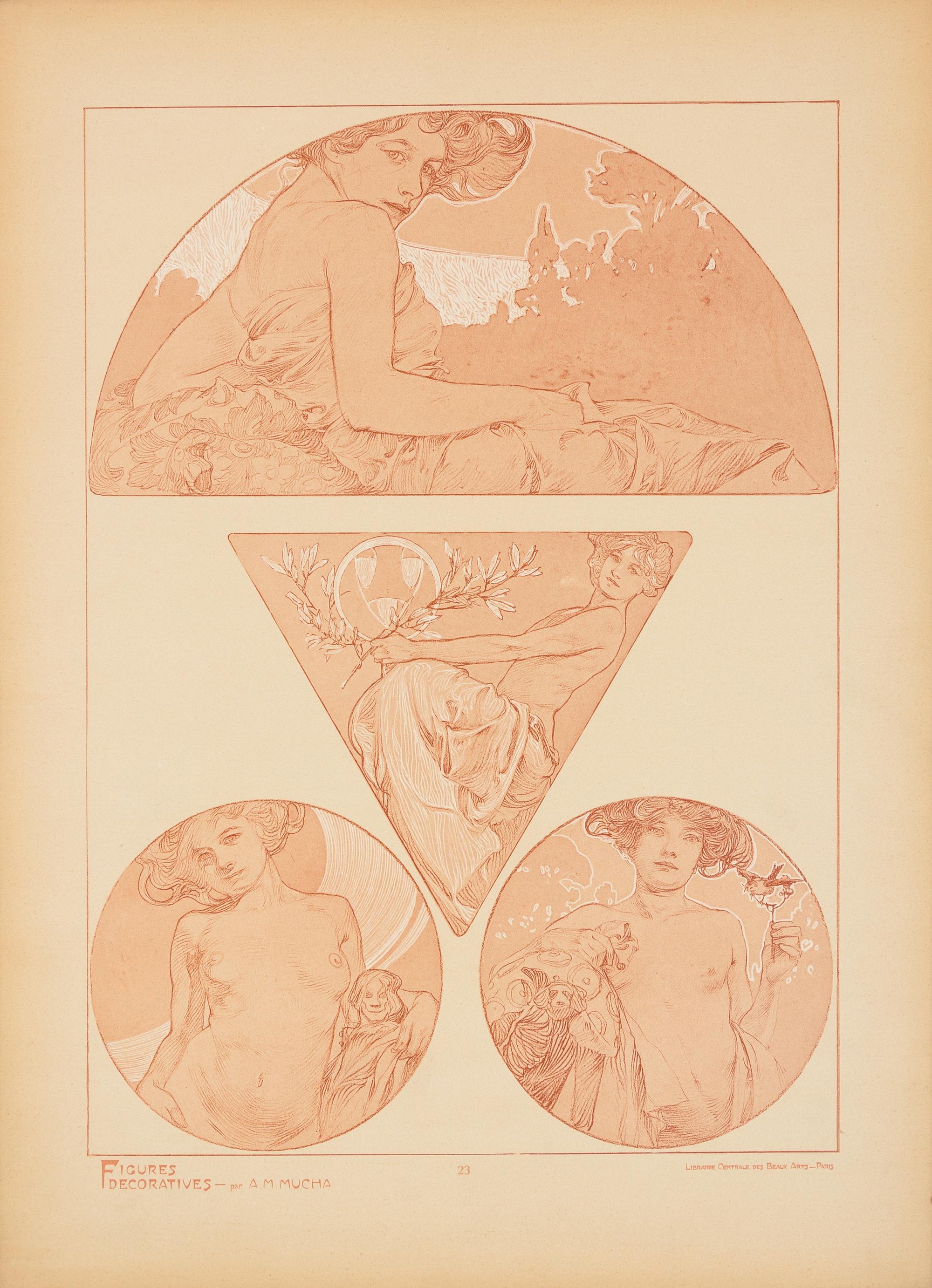 MUCHA, Alphonse (1860-1939). Figures Décoratives. Paris: Librairie Centrale des Beaux-Arts, [n.d.].