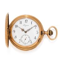 LONGINES, 18K YELLOW GOLD MINUTE REPEATER HUNTER CASE POCKET WATCH