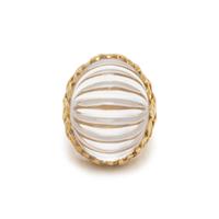 YELLOW GOLD AND ROCK CRYSTAL RING
