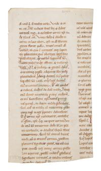 TUSCAN ILLUMINATOR Fragment with an initial ‘A’ from De patriarchis , in Latin, illuminated manuscript on parchment [Italy, Tuscany, c. 1150]