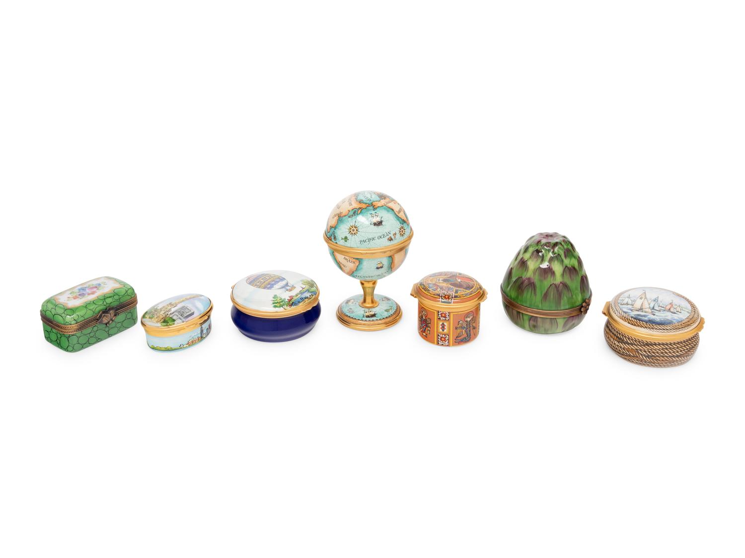 A Group of Seven English and French Enamel Boxes
