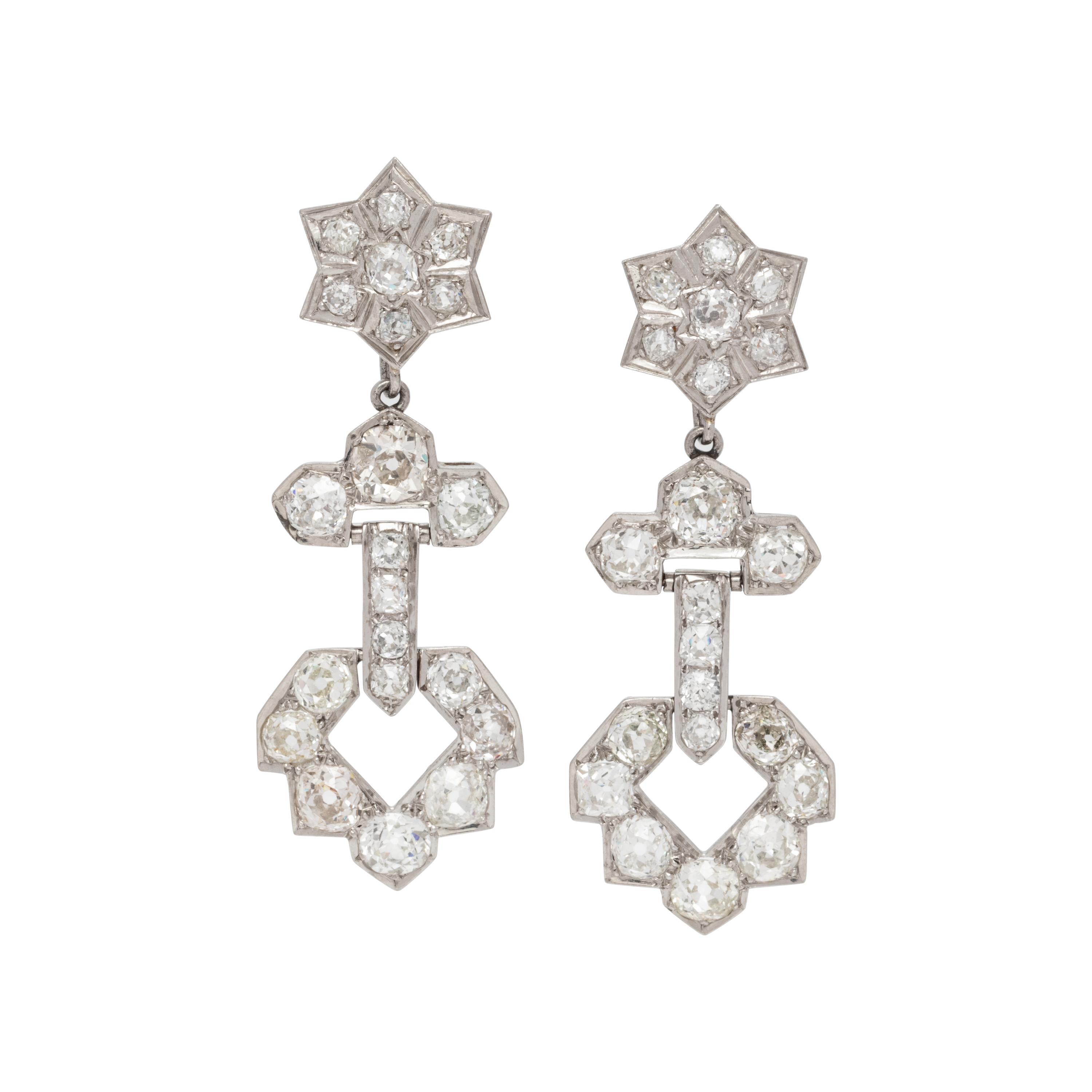 ANTIQUE, CONVERTIBLE DIAMOND EARRINGS