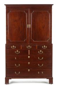 Mahogany two door clothes press with secretary late 18th century and later