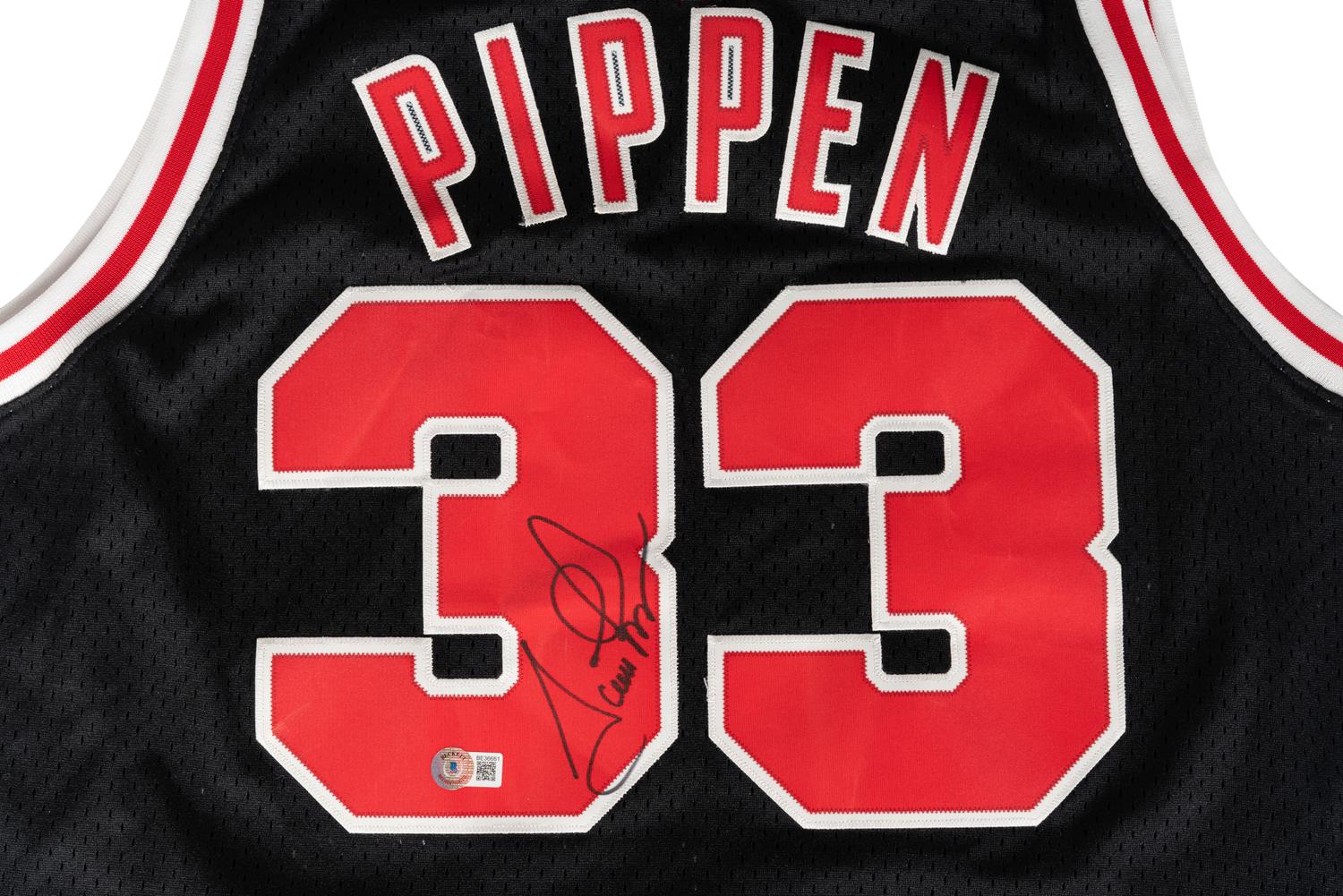 A Scottie Pippen Signed Autograph Chicago Bulls Nike Basketball Jersey (Beckett Authentication Services BAS Certified),