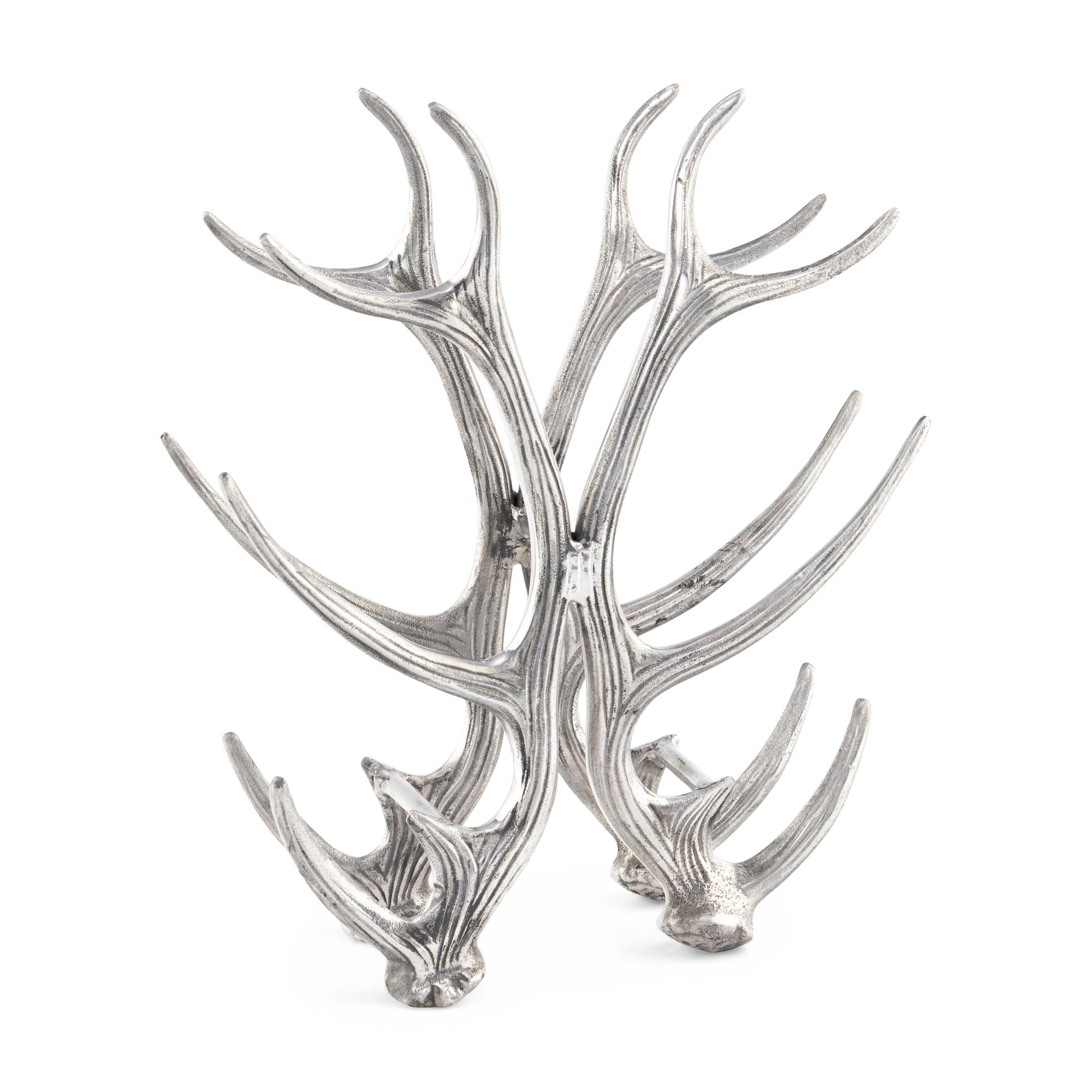 A Pewter Antler-Form Wine Bottle Rack