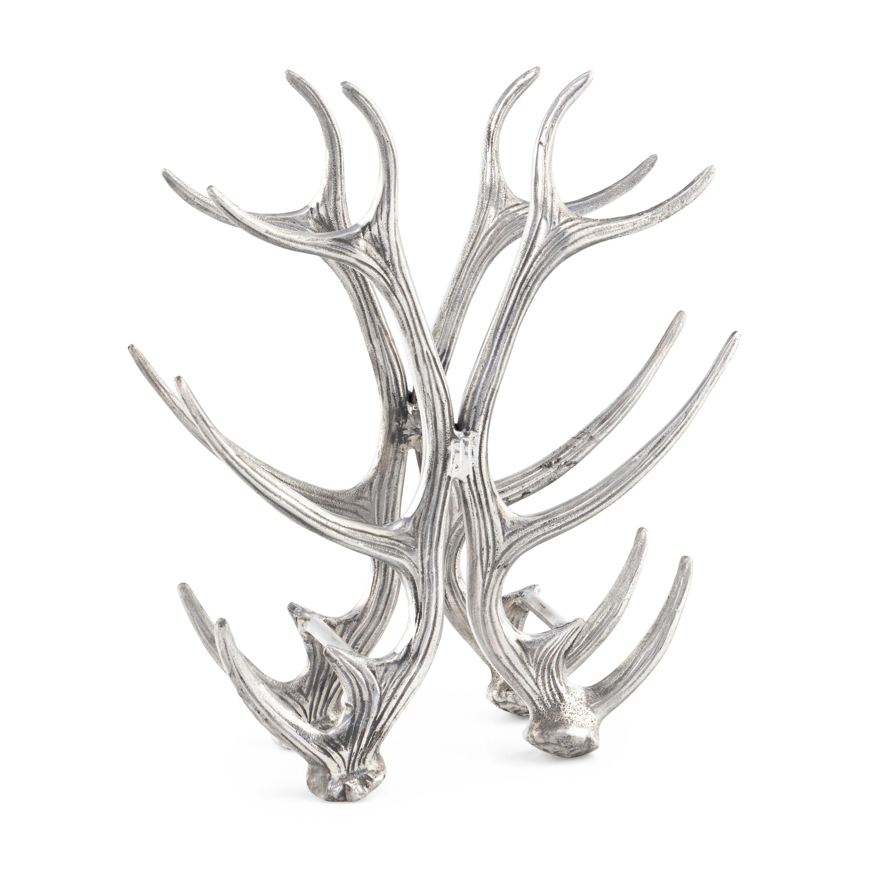 A Pewter Antler-Form Wine Bottle Rack