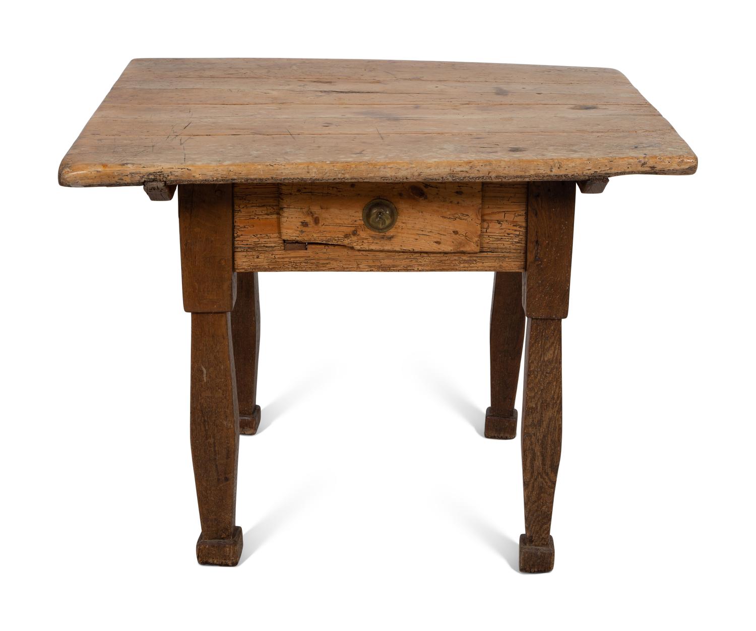 A French Provincial Oak Farm Table with one Apron Drawer