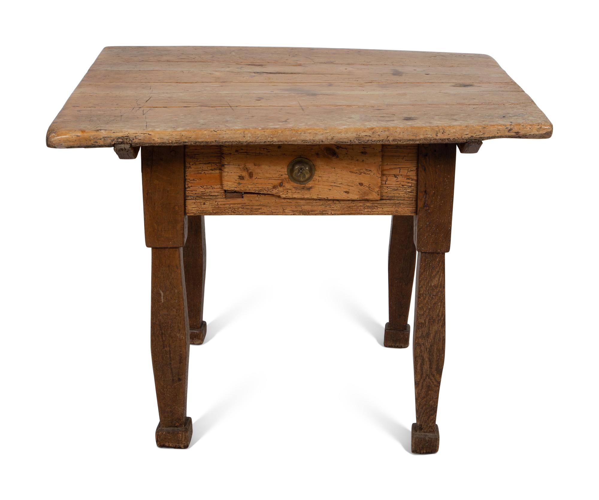 A French Provincial Oak Farm Table with one Apron Drawer