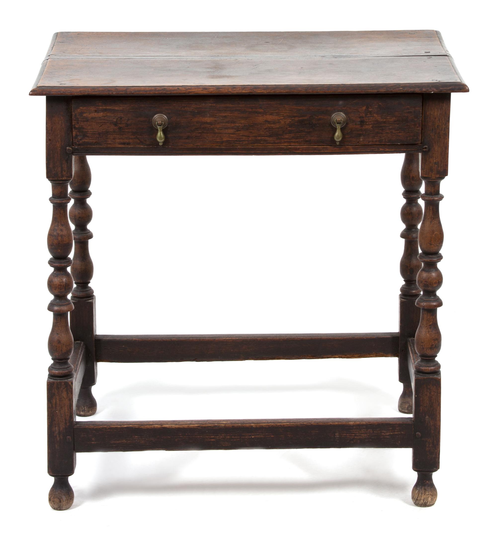 A Jacobean Style Oak Side Table Height 29 x width 27 1/2 x depth 20 inches. — 18TH CENTURY