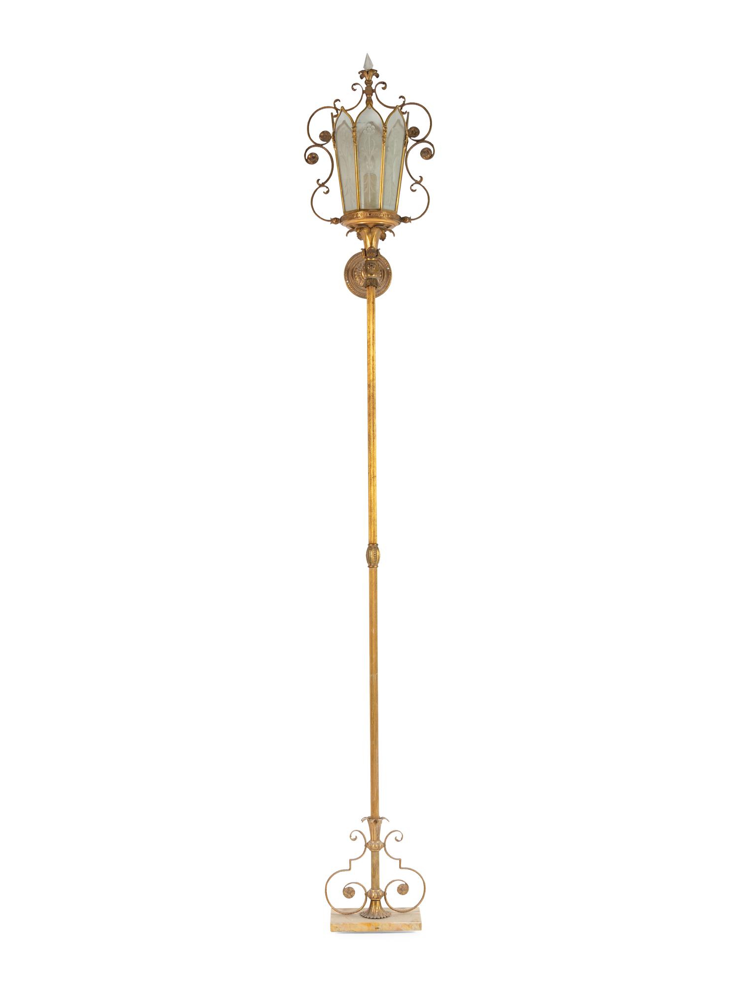 A Gilt Metal and Glass Wall Light