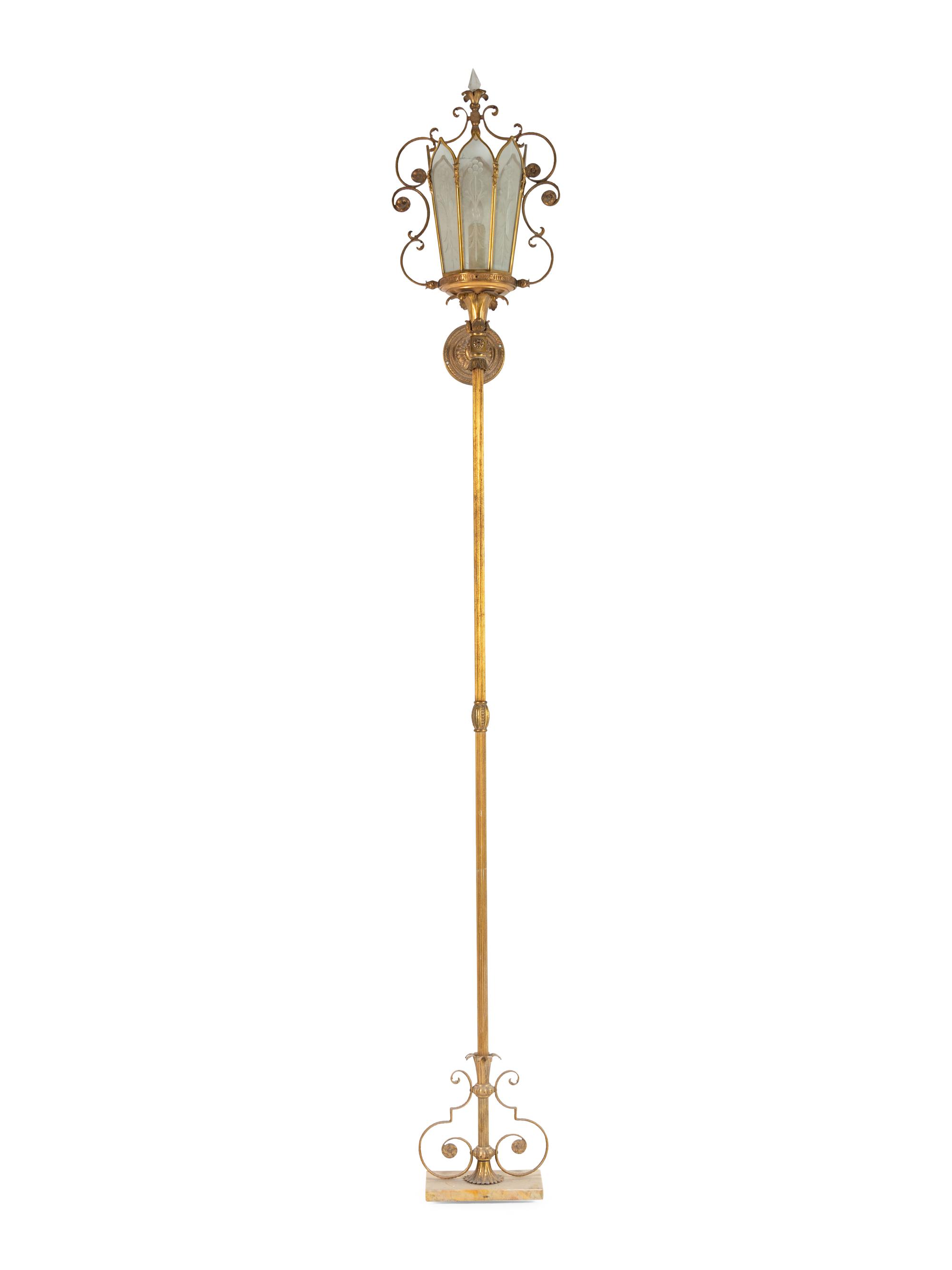 A Gilt Metal and Glass Wall Light
