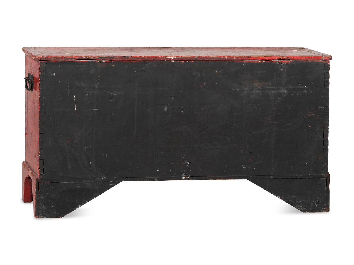 A Federal Red-Painted Poplar Blanket Chest