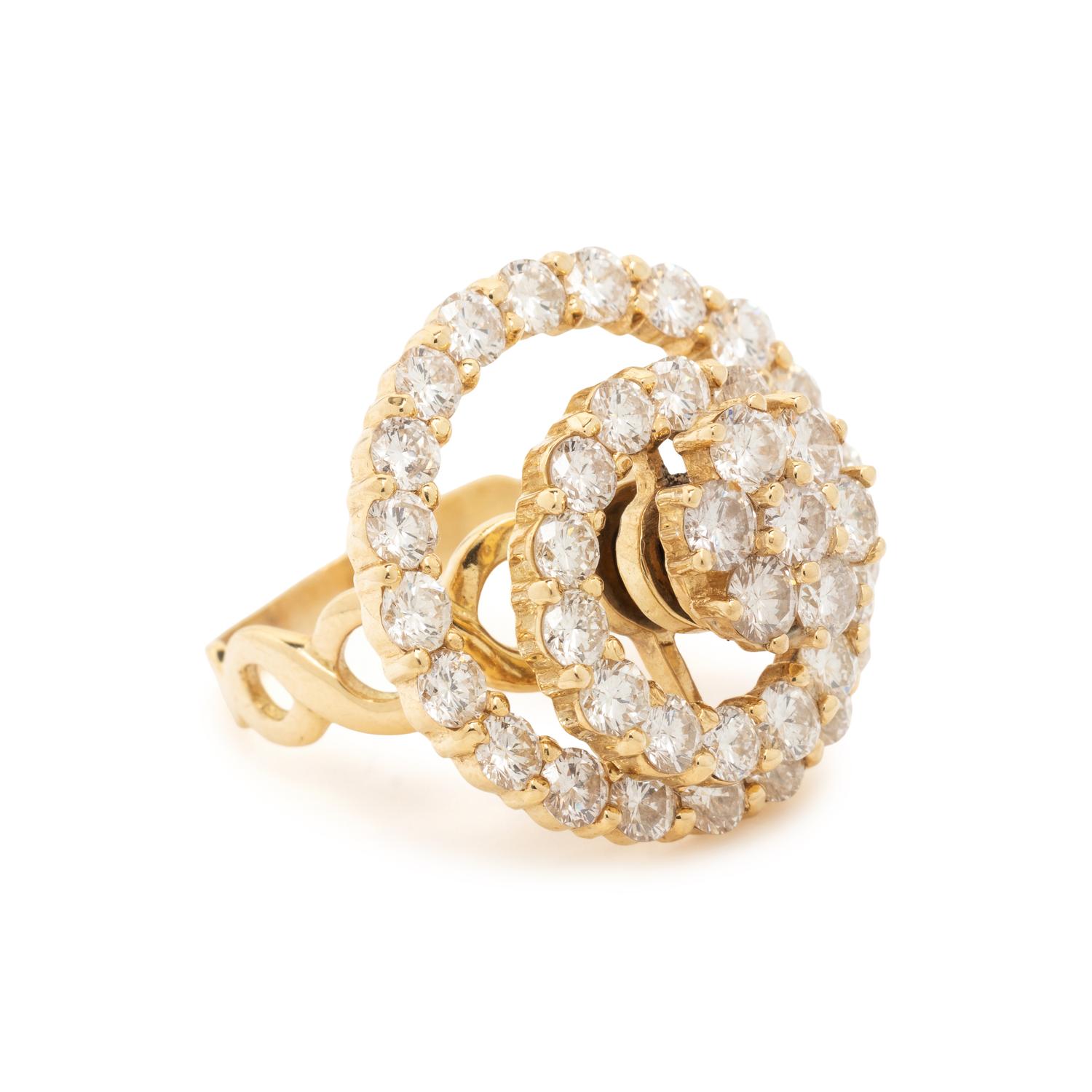 YELLOW GOLD AND DIAMOND KINETIC RING