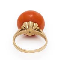 Coral and Yellow Gold Ring