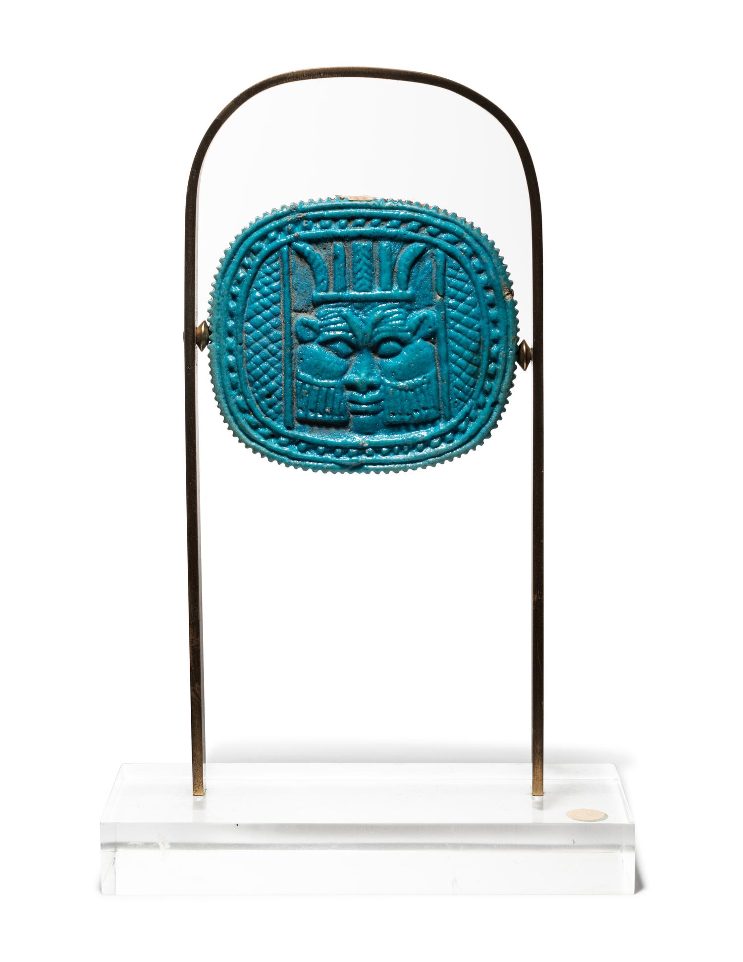 An Egyptian Faience Double-Sided Plaque