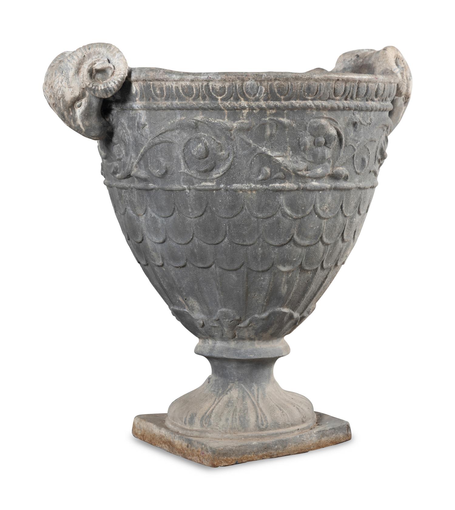 A Pair of Lead Garden Urns
