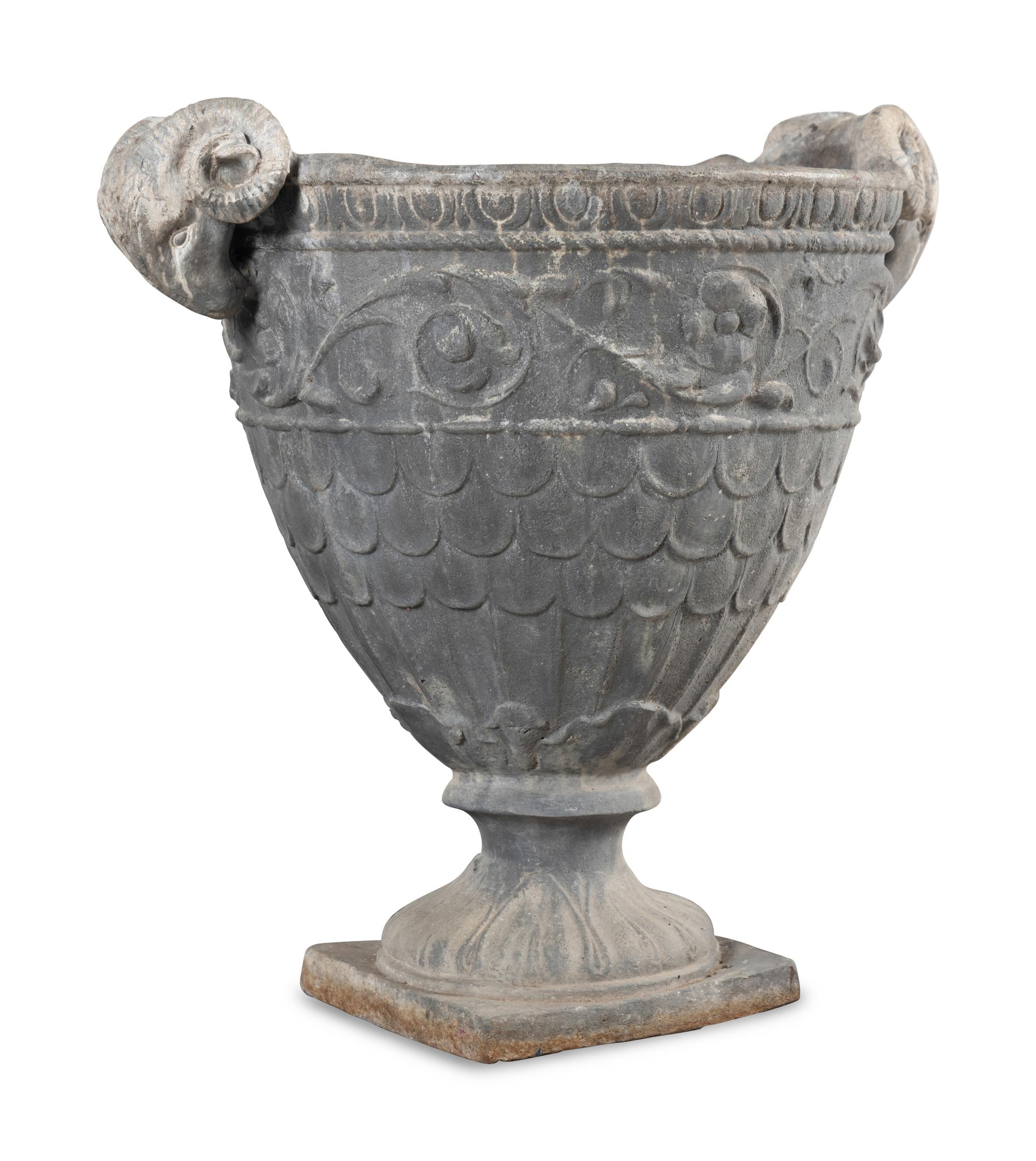 A Pair of Lead Garden Urns