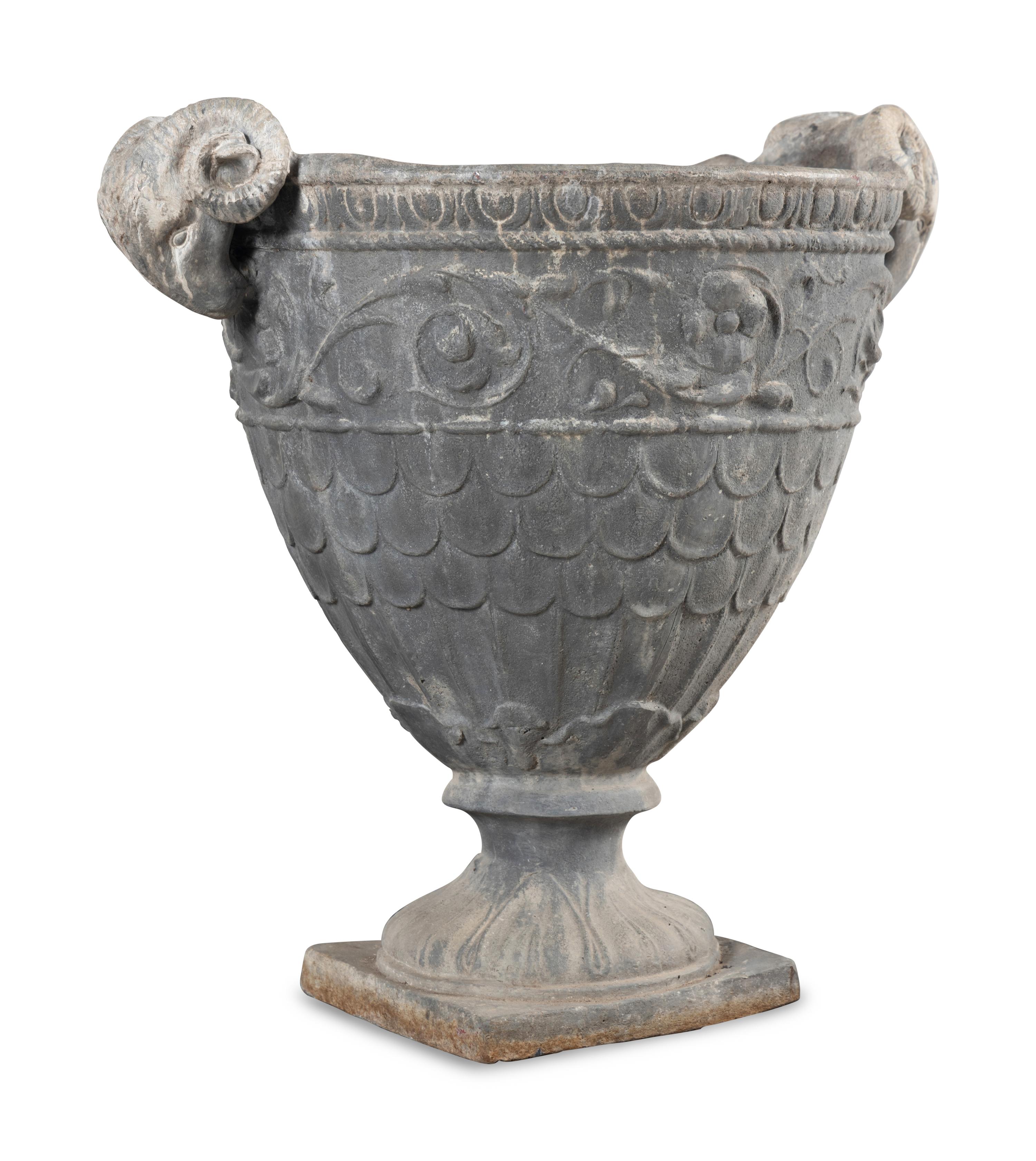 A Pair of Lead Garden Urns