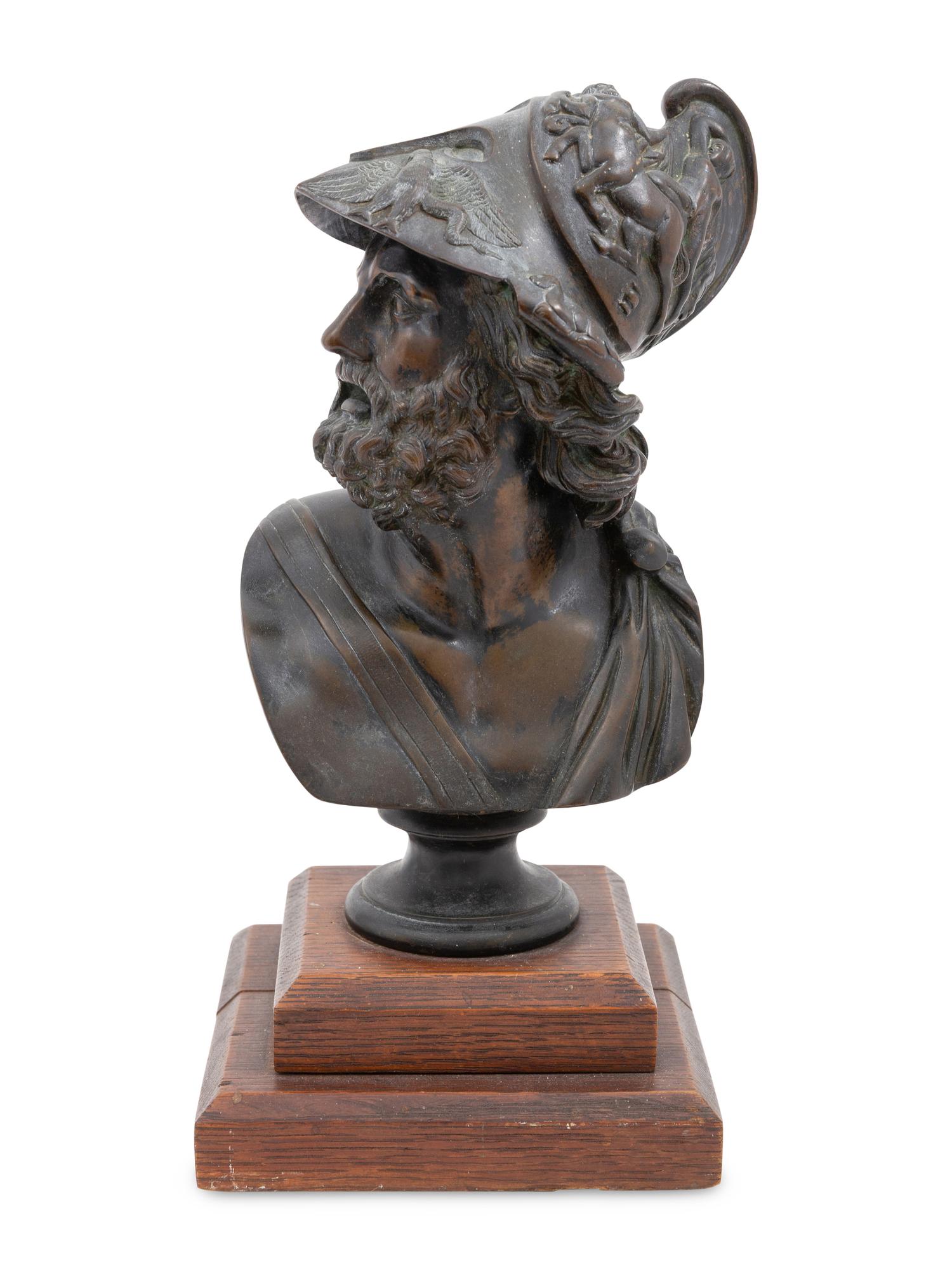An Italian Grand Tour Bronze Bust of Menelaus