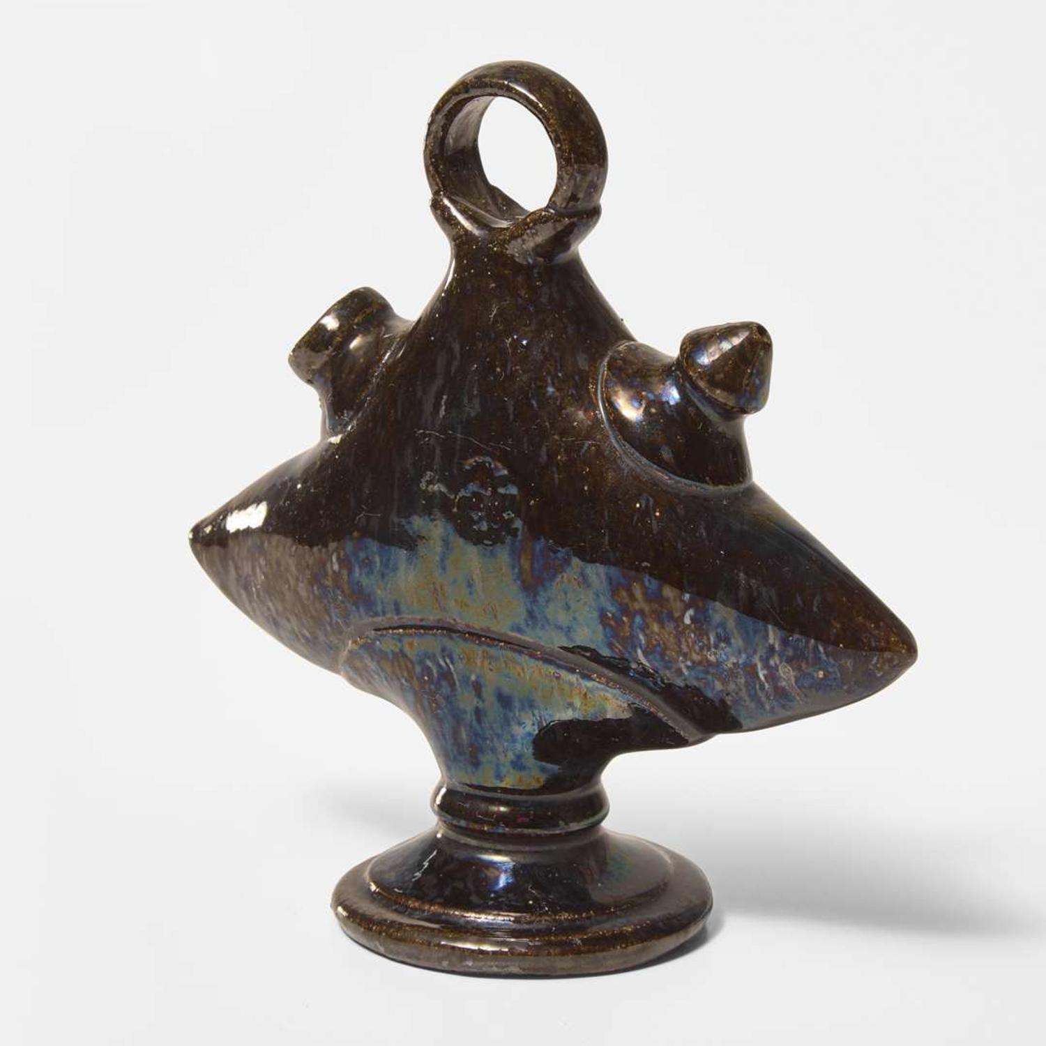 George Ohr (American, 1857-1918) Jug in Mottled Brown and Olive Glaze, Biloxi, Mississippi, USA, circa 1895-1896