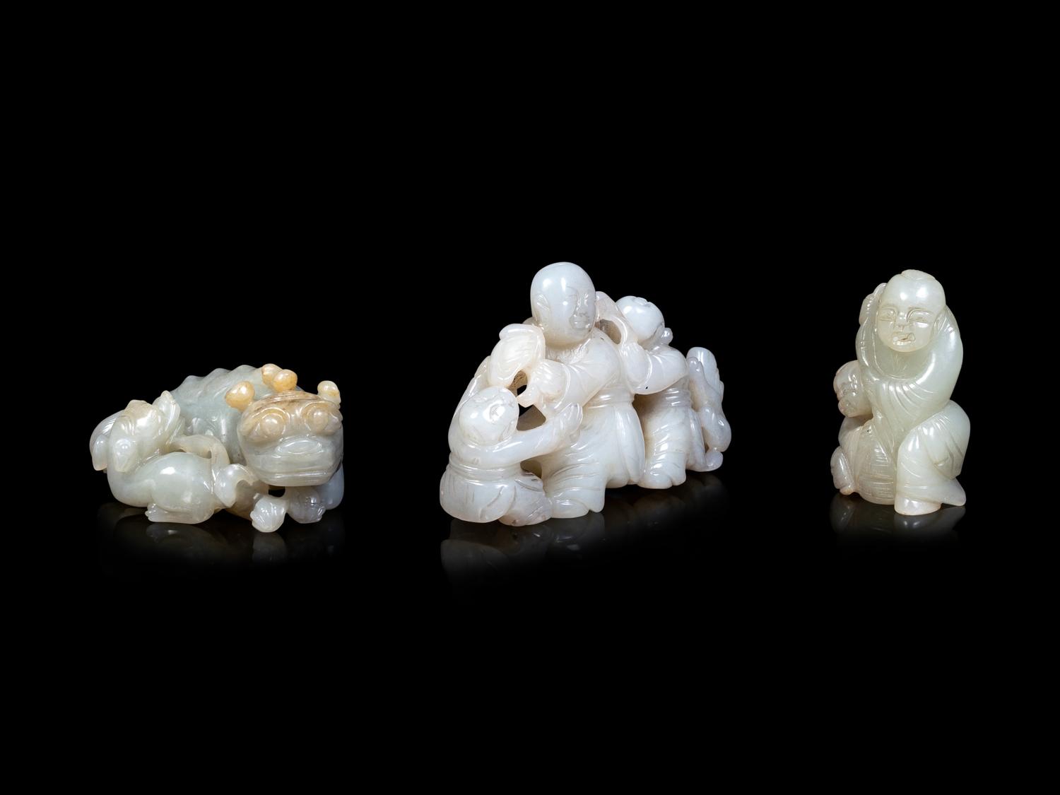 Three Chinese Celadon Jade Carvings
