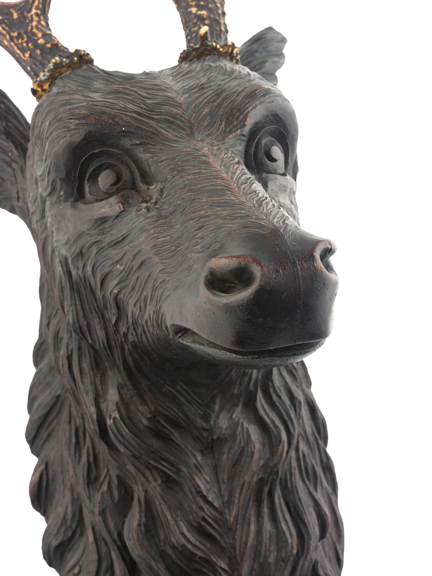 A Black Forest Carved Oak Stag Wall Mount